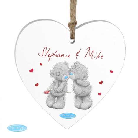 Personalised Me to You Bear Couples Wooden Heart Decoration £9.99
